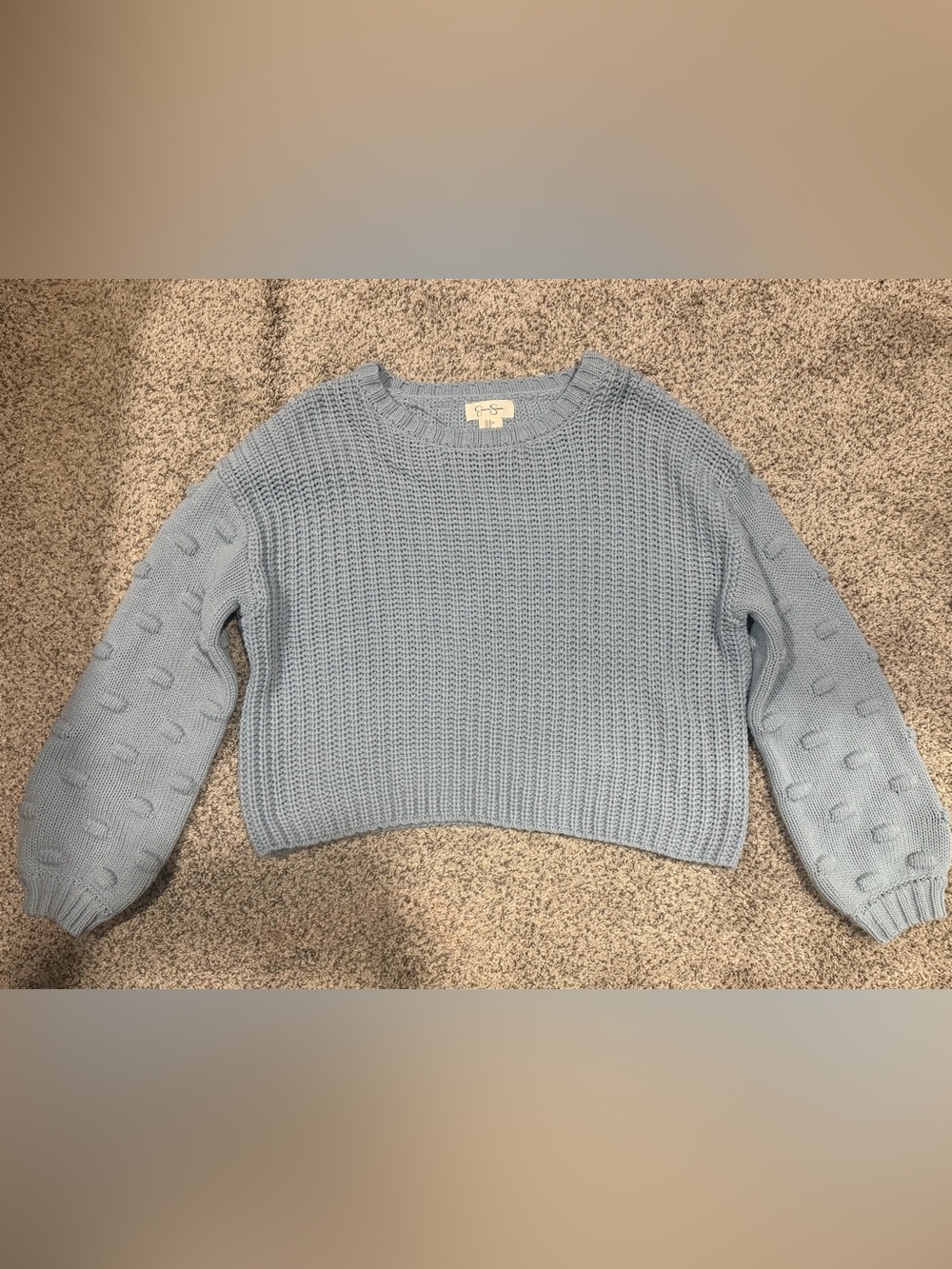 Light Blue Cropped Knit Sweater - Brand: Jessica Simpson - Size: medium